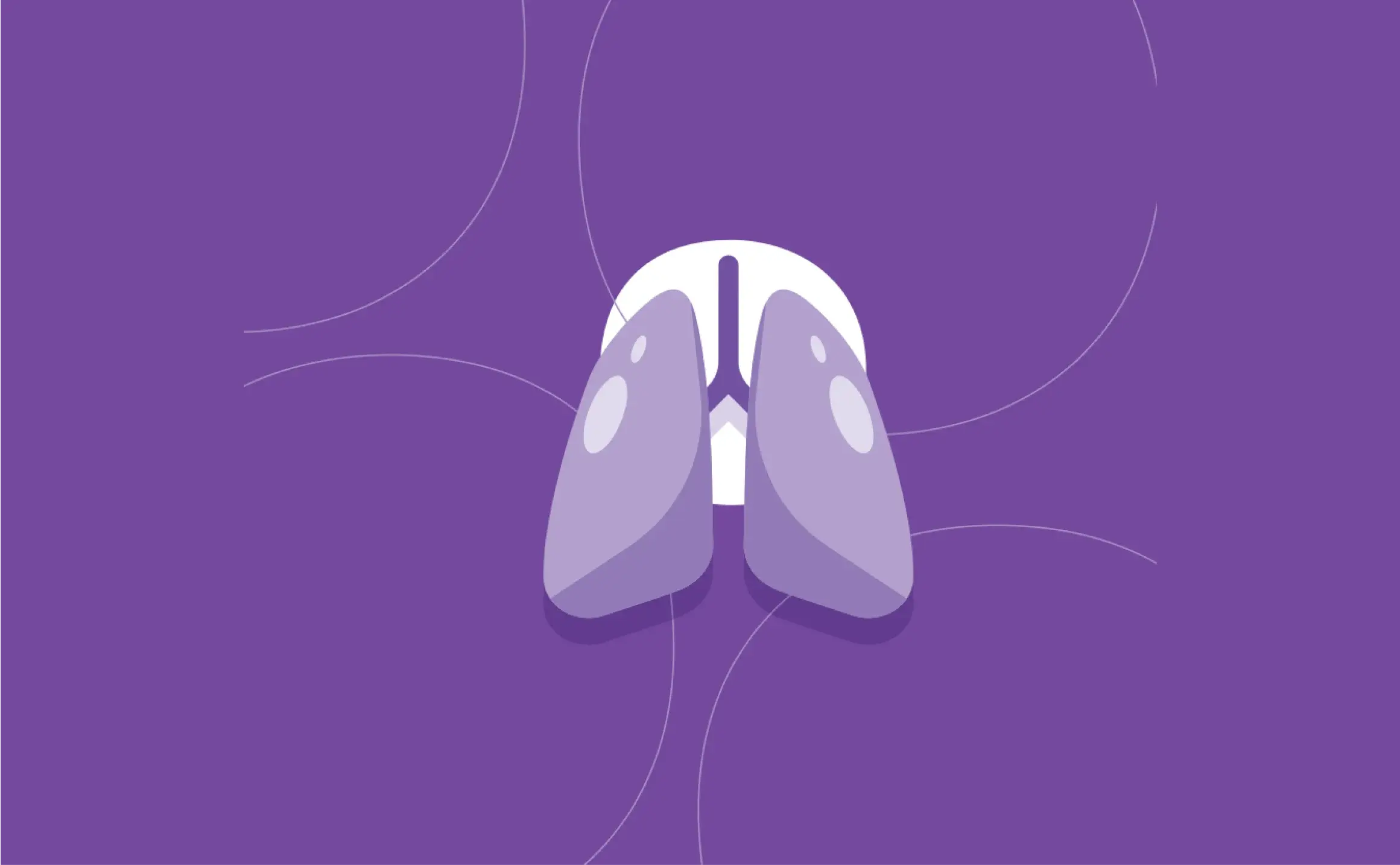 Pulmão em tons de roxo com fundo roxo. 