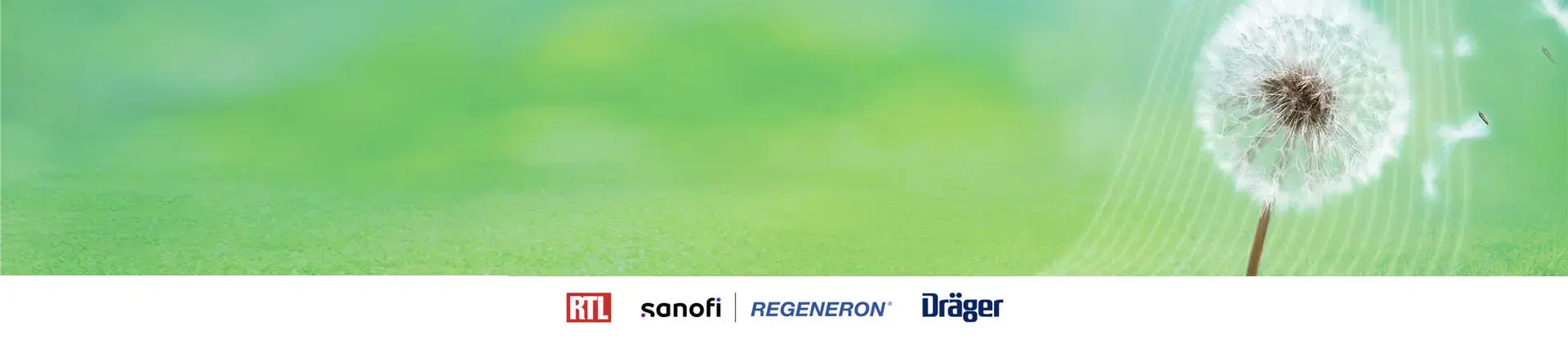 Bannière partenariat Sanofi, Regeneron, RTL et Dräger avec pissenlit